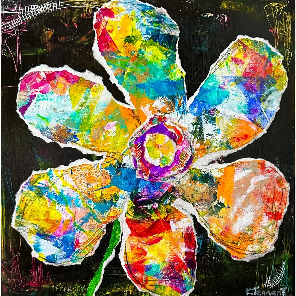 Colourful Mosaic - Original Abstract Mixed Media Collage Art